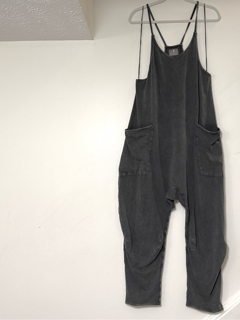 FP Movement by Free People Washed Black Relaxed Tank Overalls